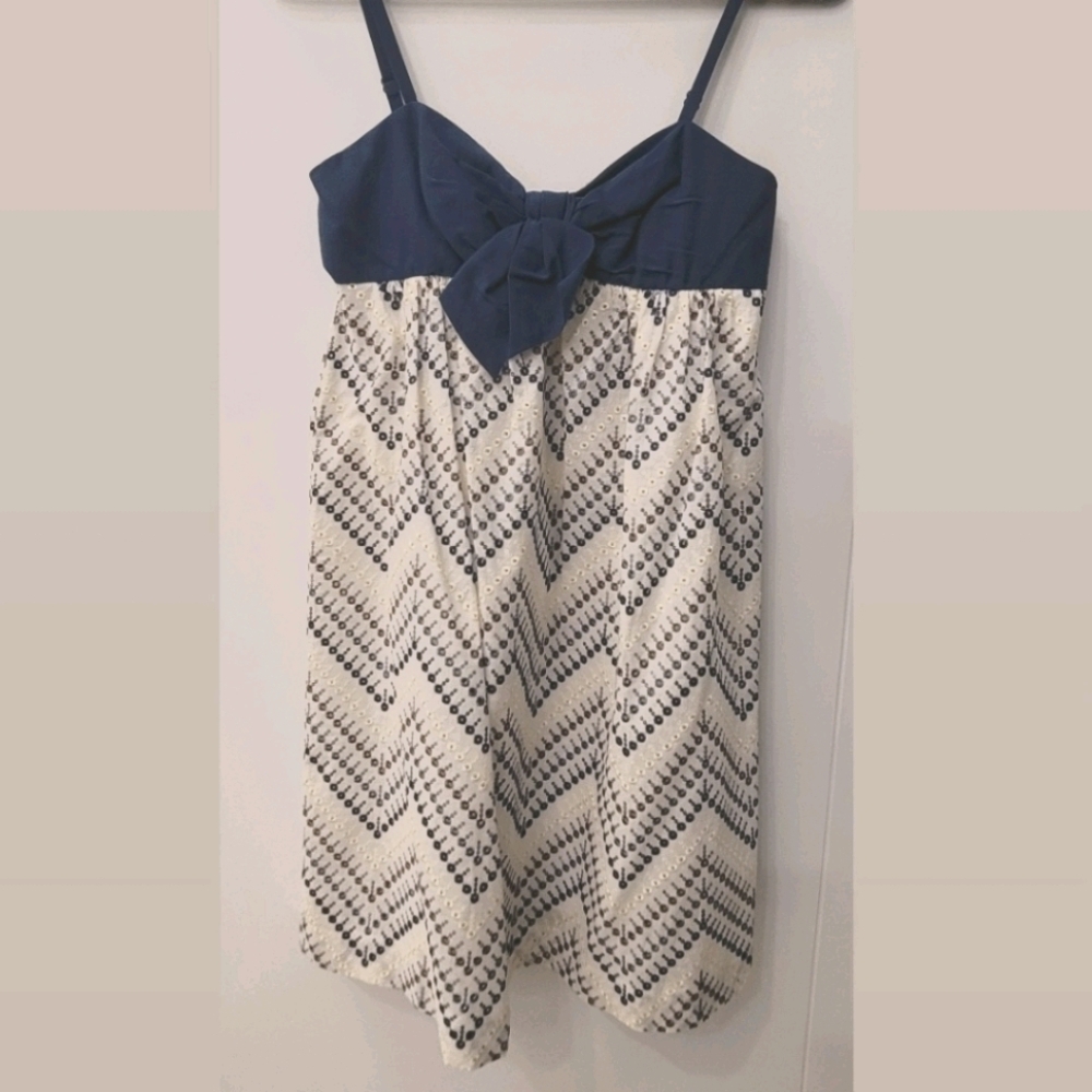 BCBGMAXAZRIA Blue Eyelet Mini Dress